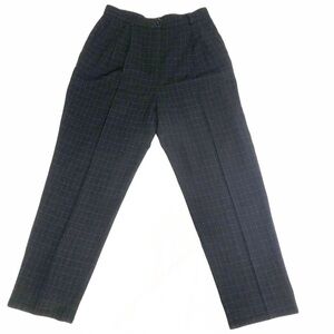 Cyd & Samm Wool Pants Size M Lined High Rise Baggy Tapered Trousers Black Plaid